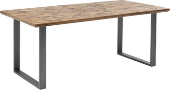 Stół z drewnianym blatem z drewna recykingowanego z grafitowymi metalowymi nogami 180x90 cm – obraz-1