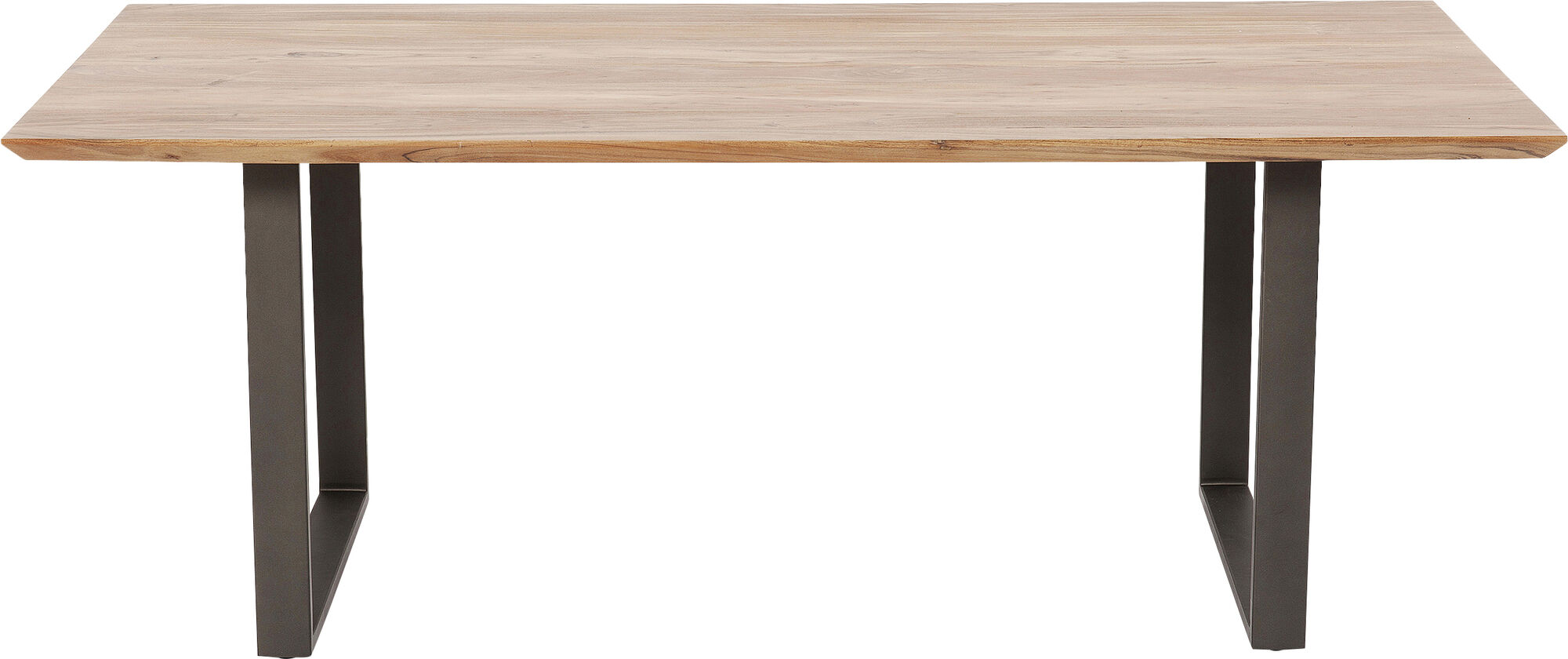 Stół naturalny drewniany blat akacja czarne metalowe nogi 160x80 cm – obraz-1