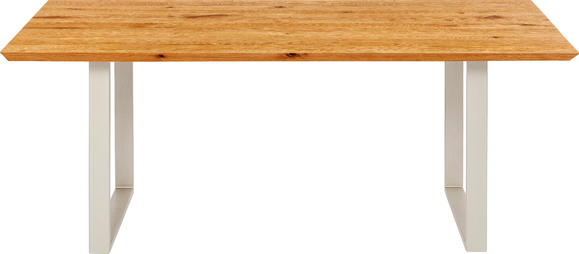 Stół naturalny drewniany blat dąb szare metalowe nogi 160x80 cm – obraz-1