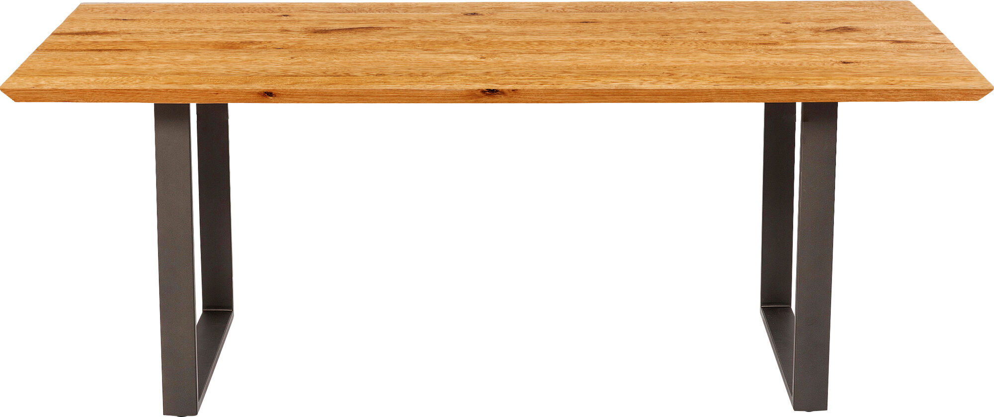 Stół naturalny drewniany blat dąb grafitowe metalowe nogi 200x100 cm – obraz-1