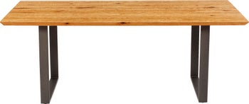 Stół naturalny drewniany blat dąb grafitowe metalowe nogi 200x100 cm – obraz-1