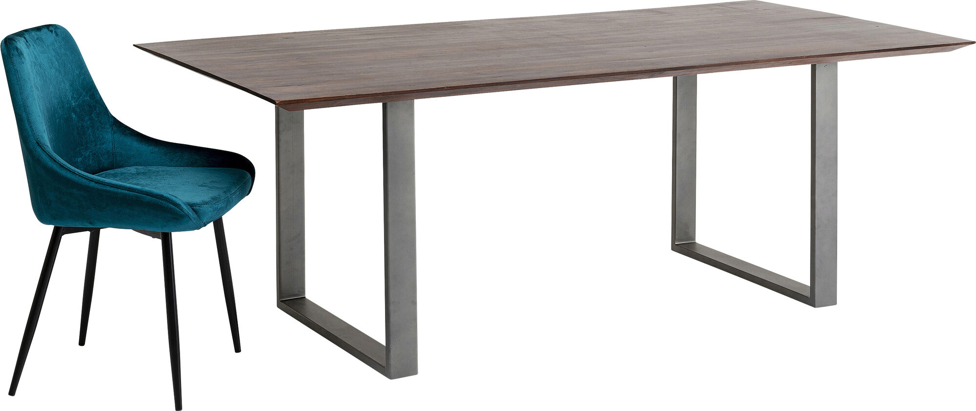 Matbord Symphony - Massivt Trä/Mörk Rå Stål, 160x80cm – bild-1.
