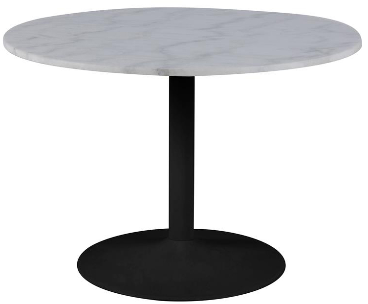 Stół okrągły biały marmurowy blat czarna metalowa noga Ø110x75 cm – obraz-1