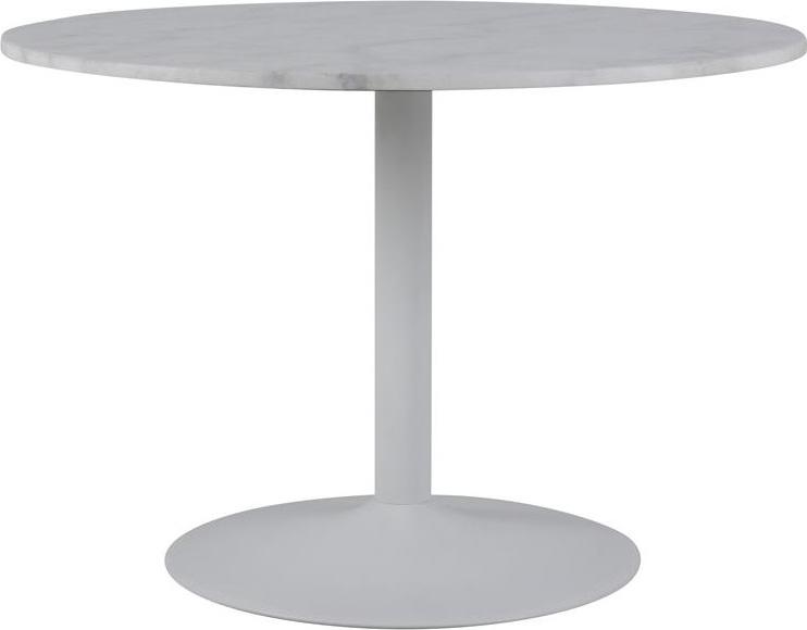 Stół okrągły biały marmurowy blat metalowa noga Ø110x75 cm – obraz-1