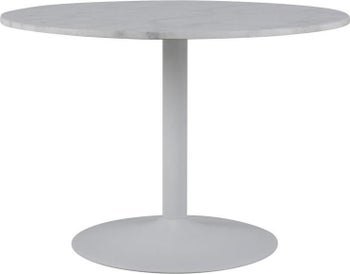 Biały okrągły stół marmurowy z metalową nogą do nowoczesnych wnętrz – grafika-1.