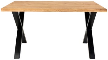 Stół drewniany naturalny nogi stalowe czarne 140x95 cm – grafika-1.