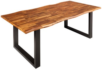 Stół akacjowy z metalowymi nogami w naturalnym kolorze 160x90cm – grafika-1.