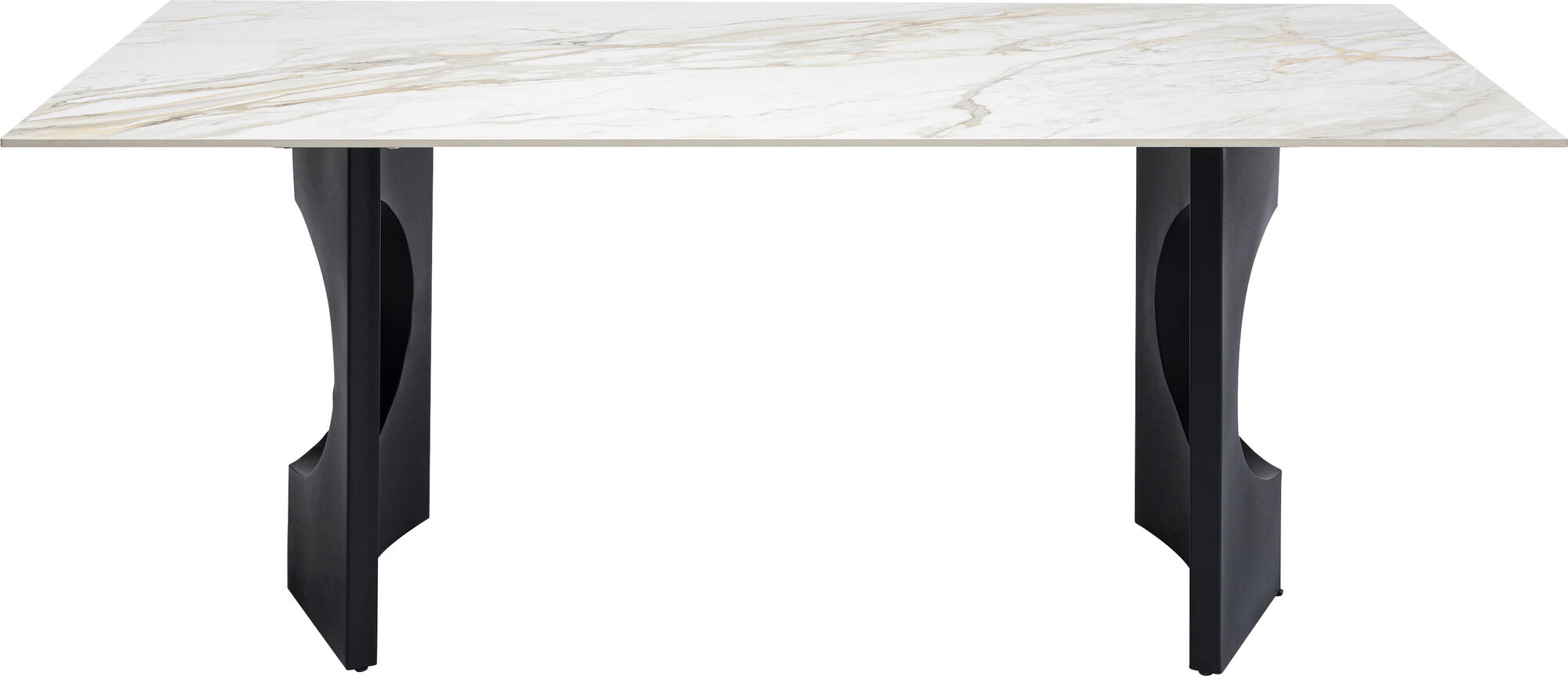 Stół z kamionkowym blatem 180x90 cm nogi czarne – obraz-1