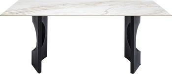 Stół z kamionkowym blatem 180x90 cm nogi czarne – obraz-1