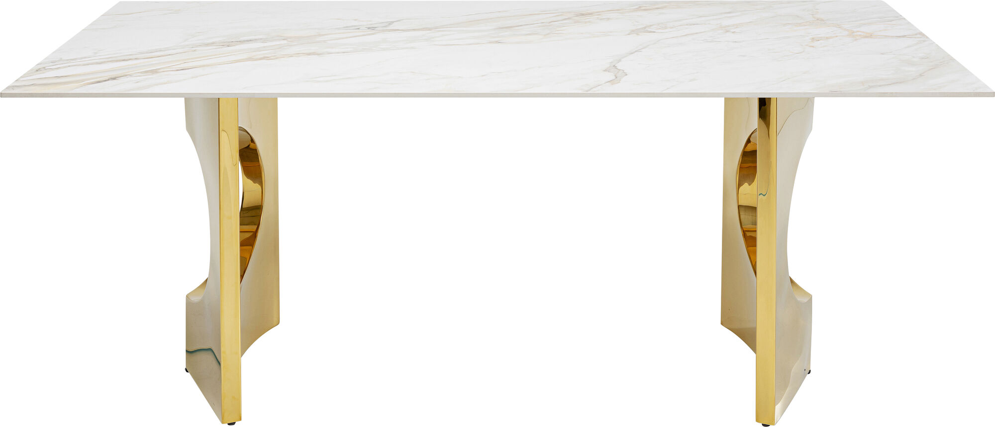 Stół z kamionkowym blatem 180x90 cm nogi złote – obraz-1