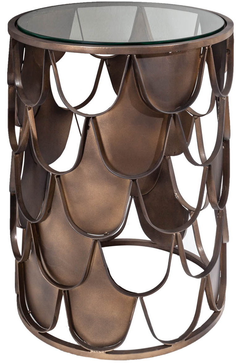 Stolik kawowy mosiężny z okrągłym szklanym blatem w eleganckim stylu – grafika-1.