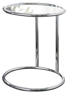 Stolik kawowy metalowy blat szklany srebrny 55x40 cm – obraz-1
