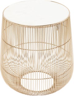 Mesa auxiliar Beam blanco mármol latón Ø32cm – Imagen-1.