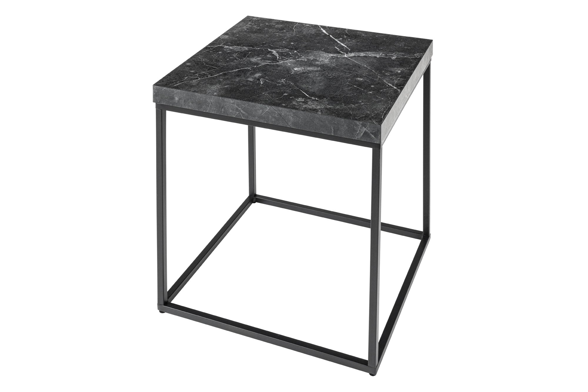 Stolik boczny ARCHITECTURE 45 cm wygląd marmuru antracyt – grafika-1.