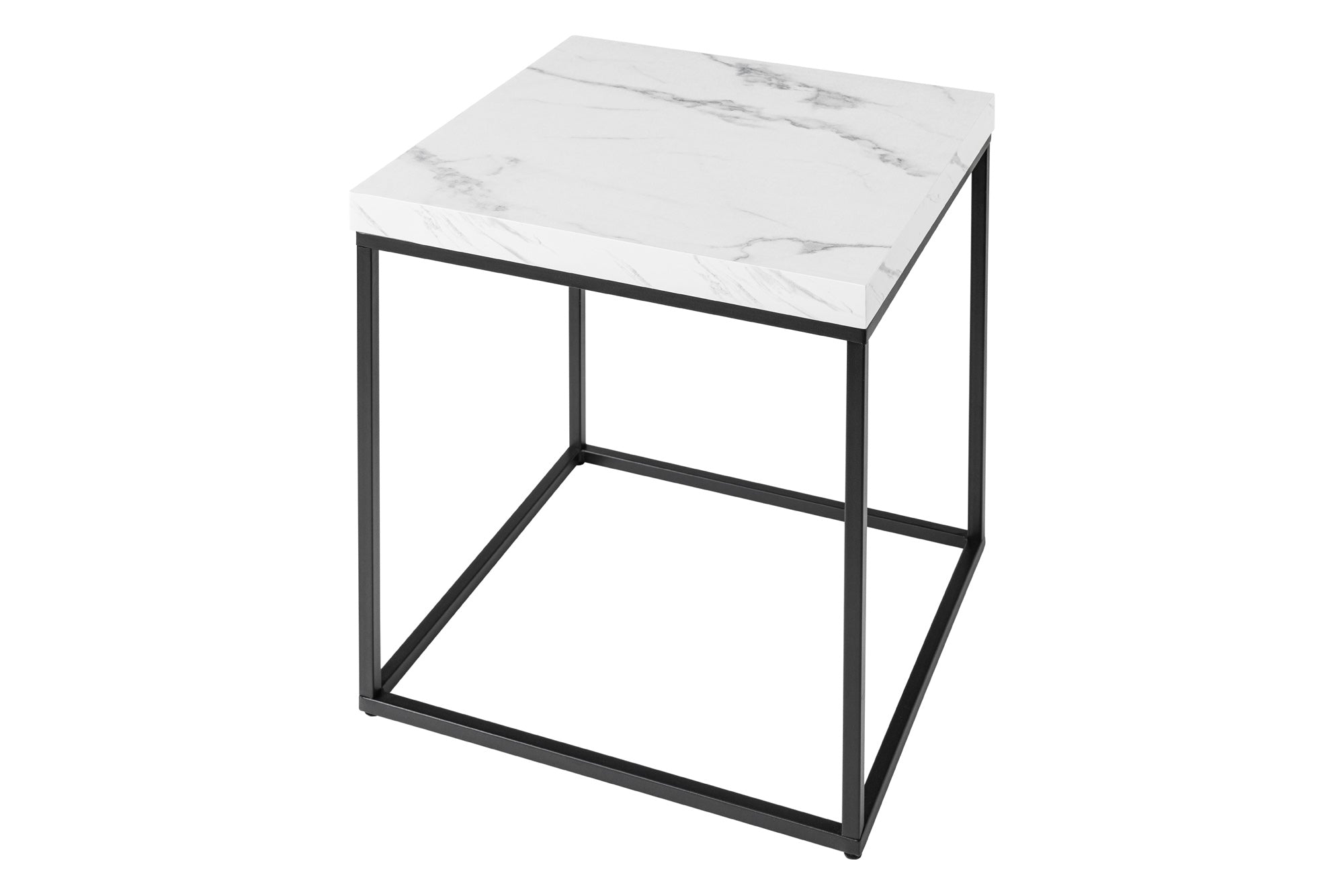 Stolik boczny ARCHITECTURE 45 cm wygląd marmuru biały – grafika-1.