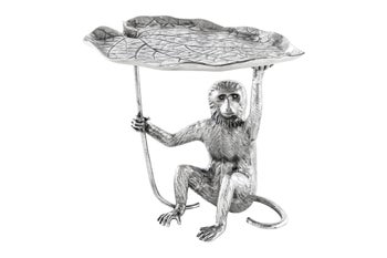 Stolik boczny WILDLIFE MONKEY 55 cm srebro – grafika-1.