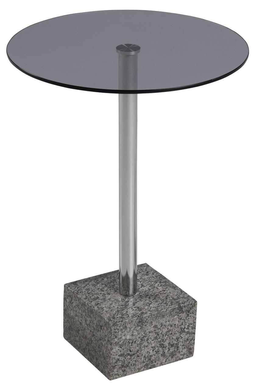 Stolik pomocniczy metalowy szary blat szklany Ø35x50 cm – obraz-1