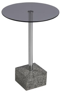 Stolik pomocniczy metalowy szary blat szklany Ø35x50 cm – obraz-1