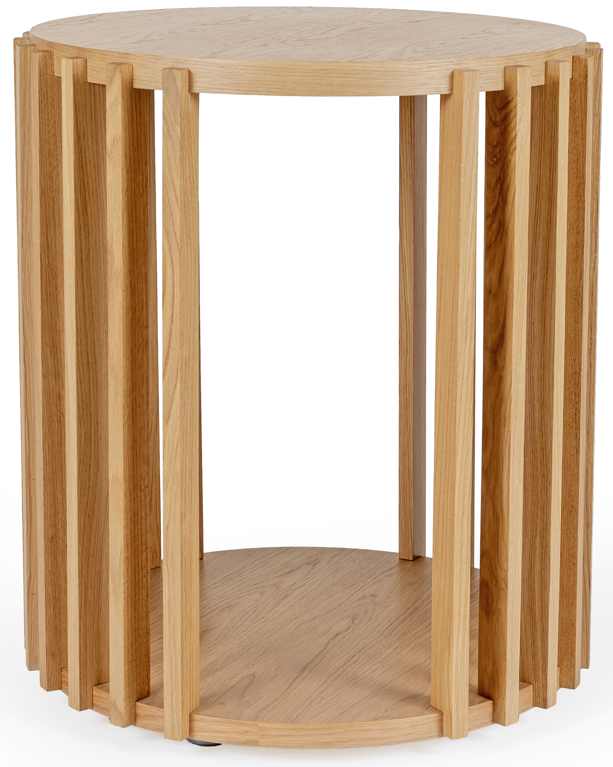 Stolik kawowy okrągły ażurowy drewniany Ø53xH58 cm  – obraz-1