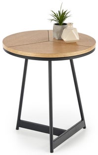 Stolik Karida Ø45 cm blat dąb naturalny - nogi czarne – obraz-1