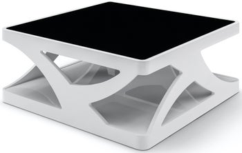 Stolik kawowy biało-czarny z bezpiecznego szkła 90x90 cm – grafika-1.