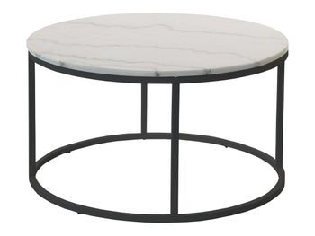 Stolik kawowy Accent Ø85 cm biały marmur - nogi czarne – obraz-1