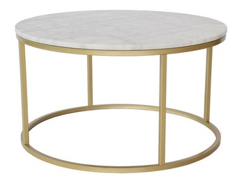 Stolik kawowy Accent Ø85 cm biały marmur - nogi złote matowe – obraz-1
