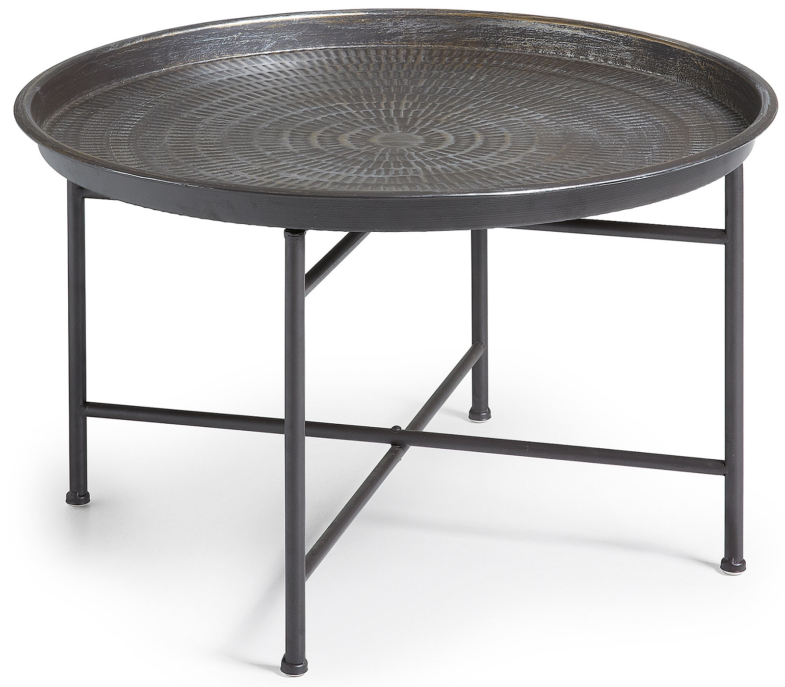 Stolik kawowy okrągły metalowy szary Ø65x40 cm – obraz-1