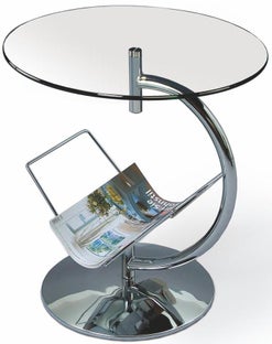 Stolik kawowy Alma Ø45xH50 cm srebrny - blat szklany – obraz-1