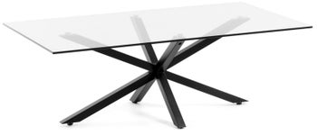 Stolik prostokątny nogi metal czarny blat szkło 130 x 70 cm – obraz-1