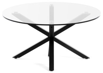 Stolik kawowy okrągły metalowy blat szklany czarny Ø82x40 cm – obraz-1