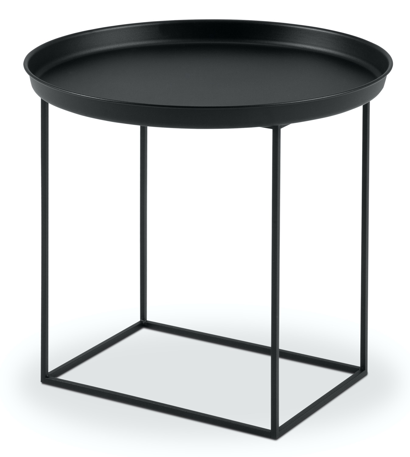 Stolik kawowy okrągły metal czarny 50 x 47 cm  – obraz-1