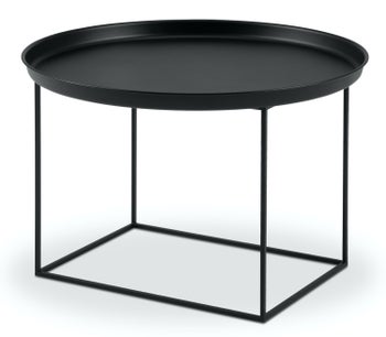 Stolik kawowy okrągły metal czarny 63 x 42 cm – obraz-1