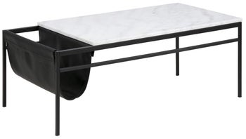 Stolik kawowy prostokątny metalowy blat marmur biały 115x58 cm – obraz-1