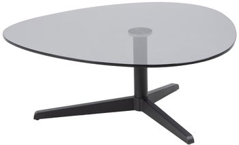 Stolik kawowy metalowy blat szklany czarny 84 x 77 cm – obraz-1