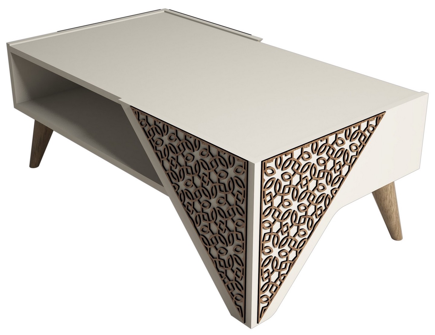 Stolik kawowy Beril 105x58 cm kremowy – obraz-1