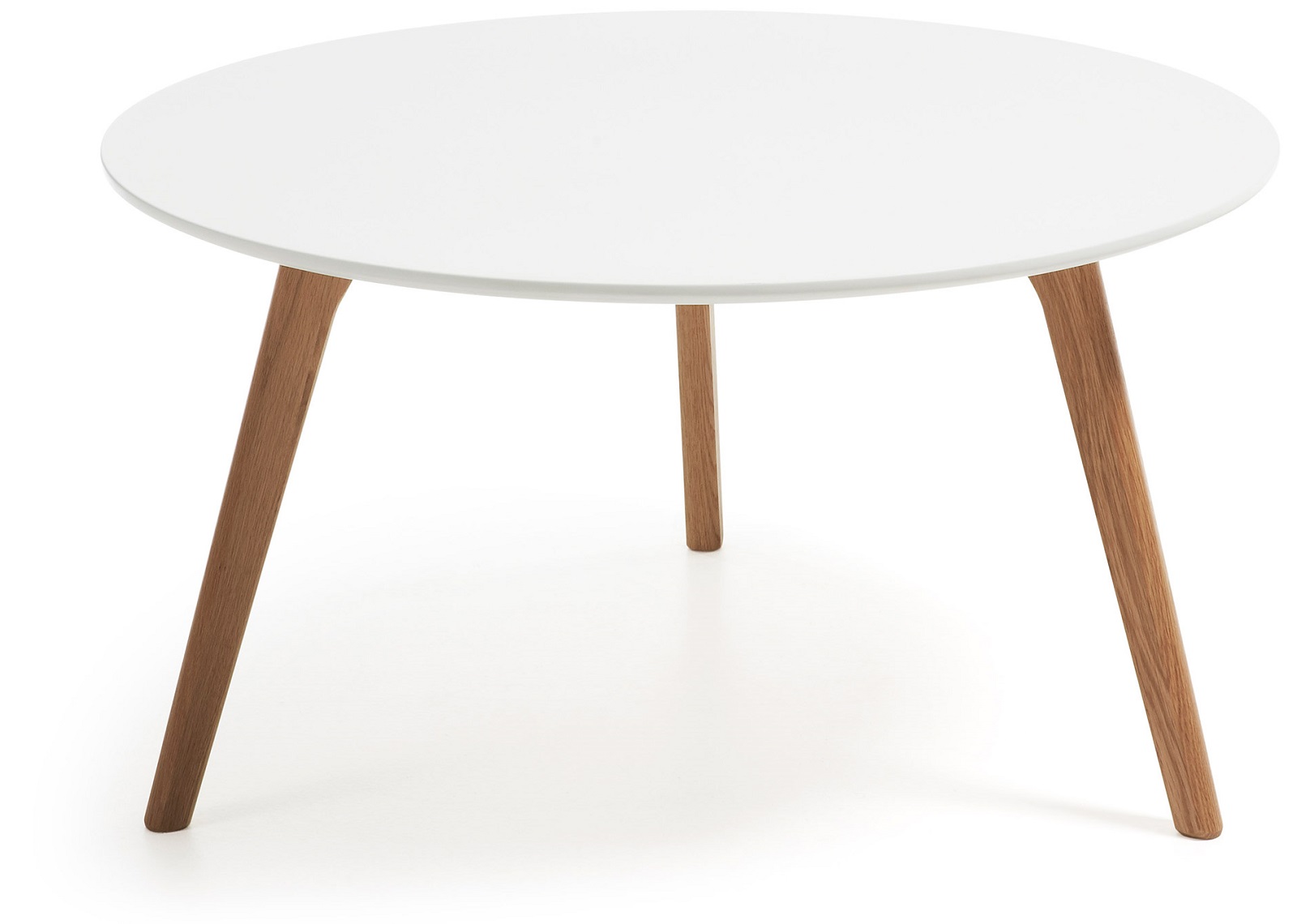 Stolik kawowy biały nogi drewniane 90x45 cm – obraz-1