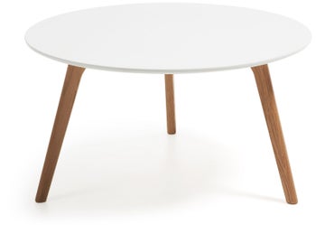 Stolik kawowy biały nogi drewniane 90x45 cm – obraz-1