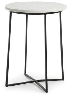 Stolik pomocniczy marmur biały Ø41x53 cm – obraz-1