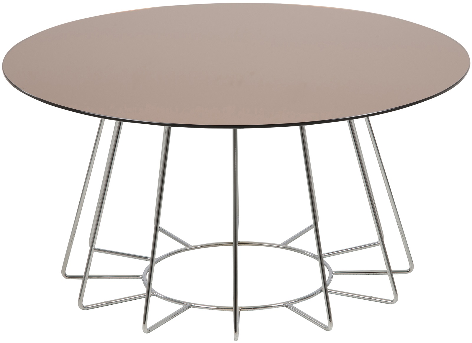 Stolik kawowy Fauci ∅80 cm brązowo-srebrny – obraz-1