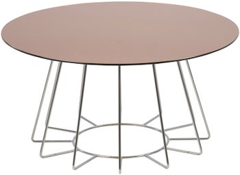 Stolik kawowy Fauci ∅80 cm brązowo-srebrny – obraz-1