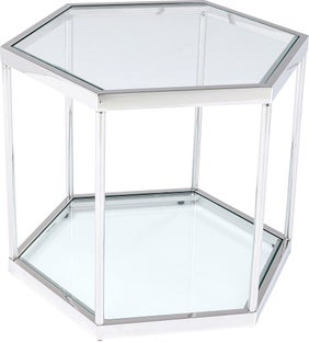 Soffbord Comb - Silver/Glas, 45cm – bild-1.