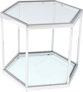 Soffbord Comb - Silver/Glas, 45cm – bild-1.