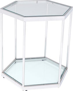 Sidobord Comb - Silver/Glas, 55x55cm – bild-1.