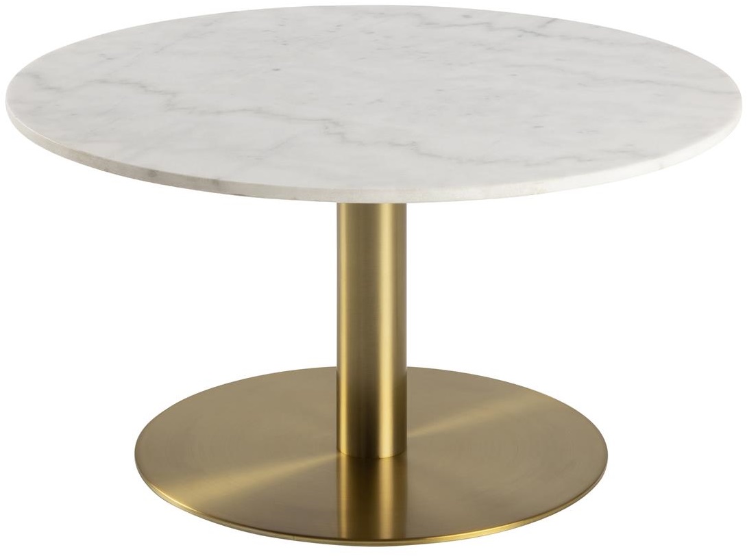 Stolik kawowy metalowy blat marmurowy biały Ø80x45 cm – obraz-1
