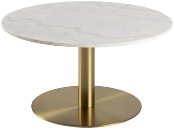 Stolik kawowy metalowy blat marmurowy biały Ø80x45 cm – obraz-1