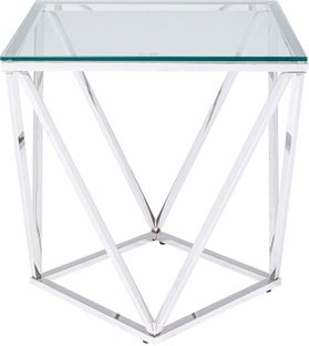 Sidobord Cristallo - Silver/Glas, 50x50cm – bild-1.