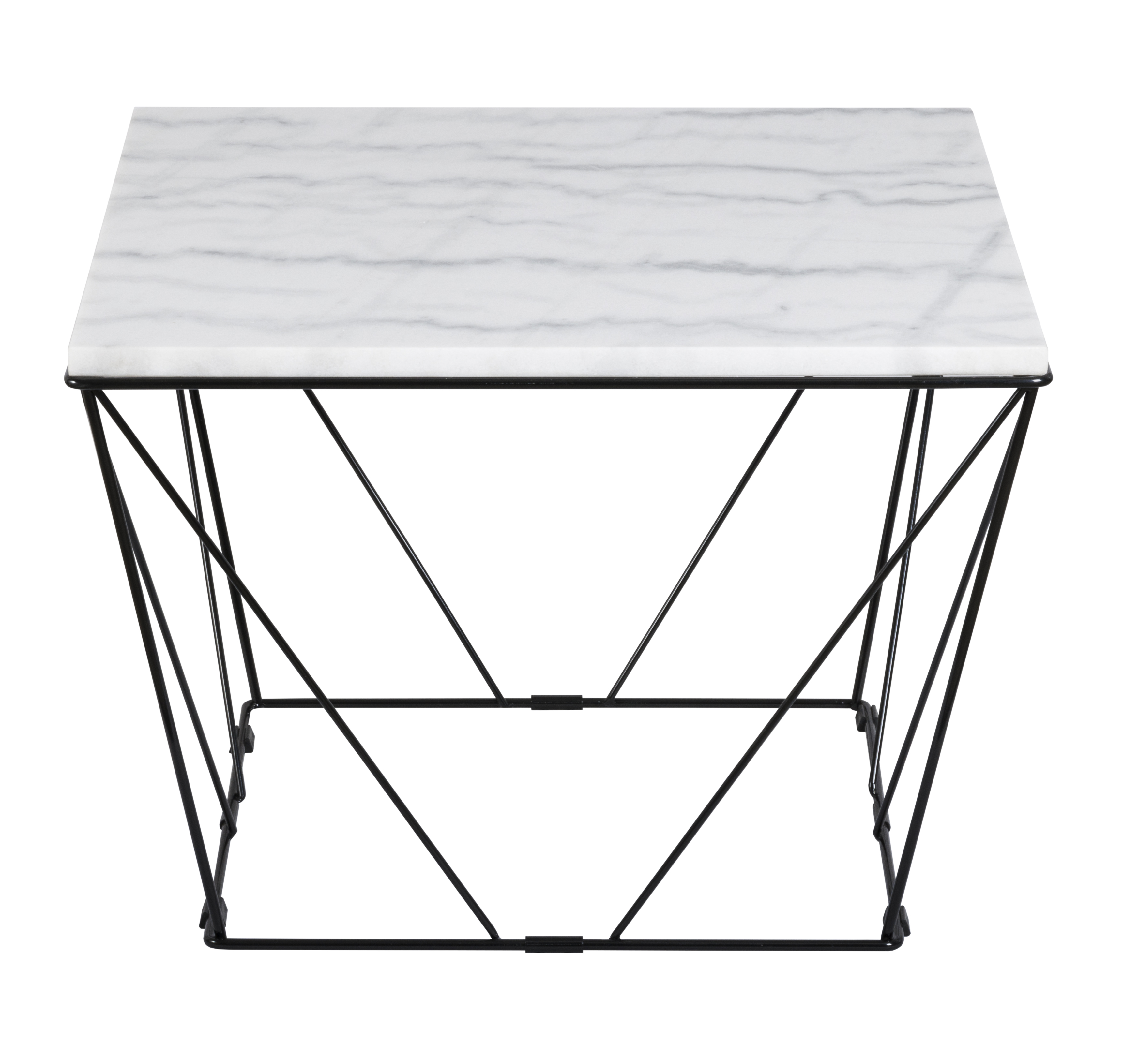Stolik kawowy Cube 65x65 cm biały marmur – obraz-1