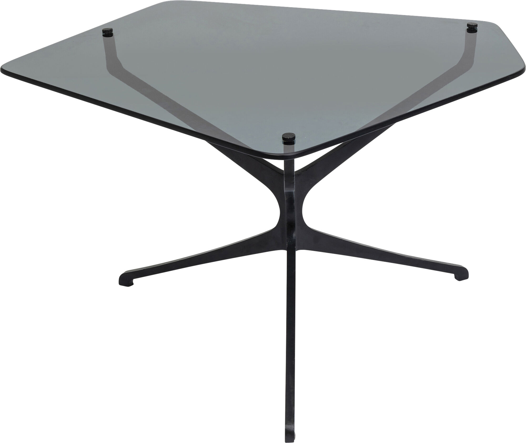 Stolik kawowy asymetryczny metalowy blat szklany szary 98 x 86 cm – obraz-1