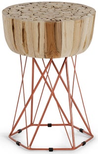 Stolik kawowy Ø38 cm drewniany – obraz-1